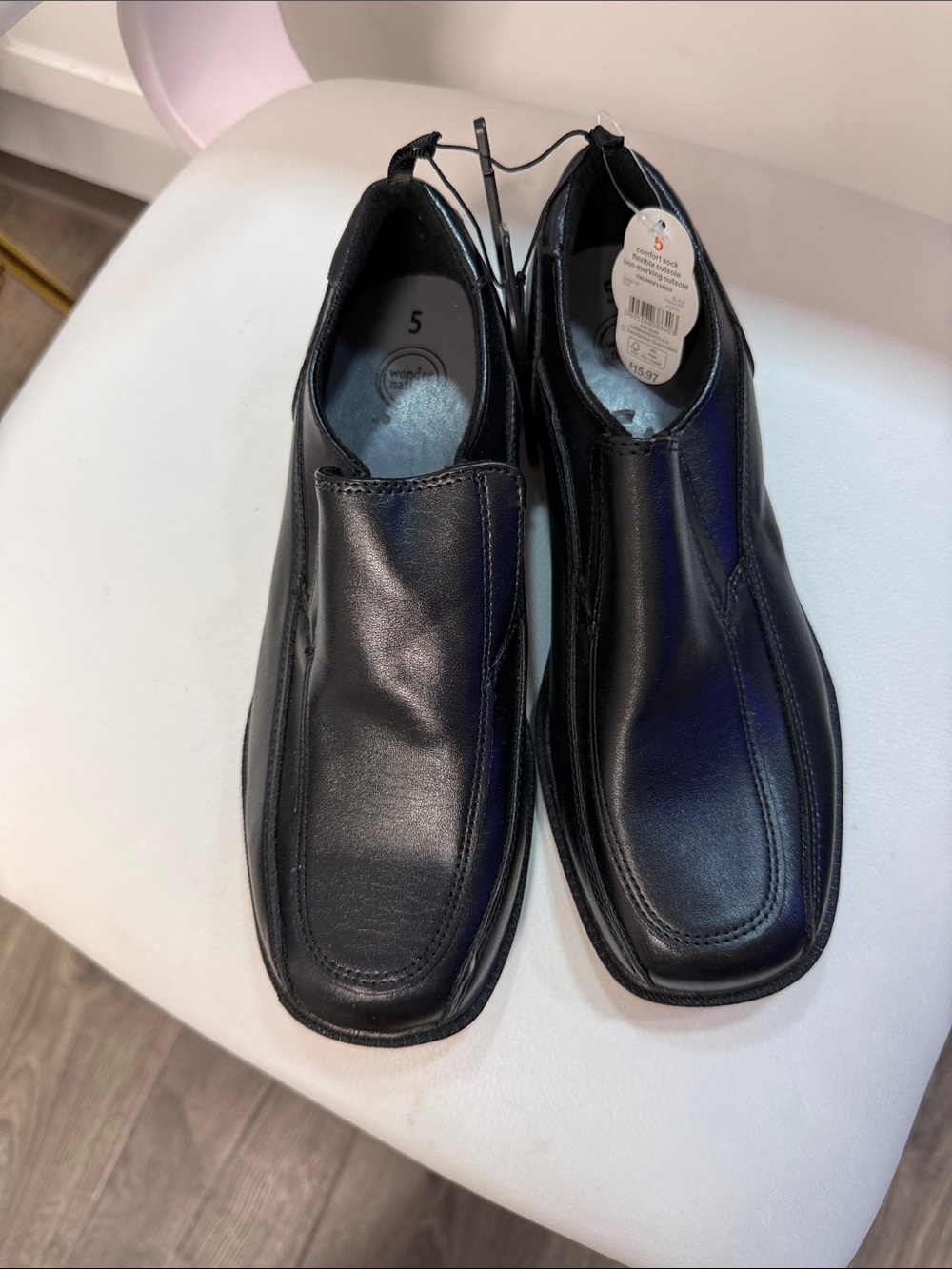 wonder nation Black Boys Slip-On Dress Shoes
